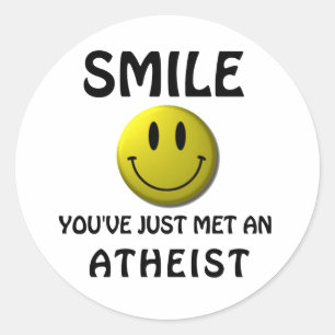 Adesivo Redondo SORRISO, você apenas encontrou um atheist.