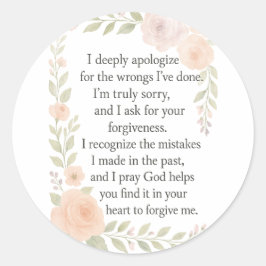 Adesivo Redondo Sorry/Apology\ Forgiveness Floral