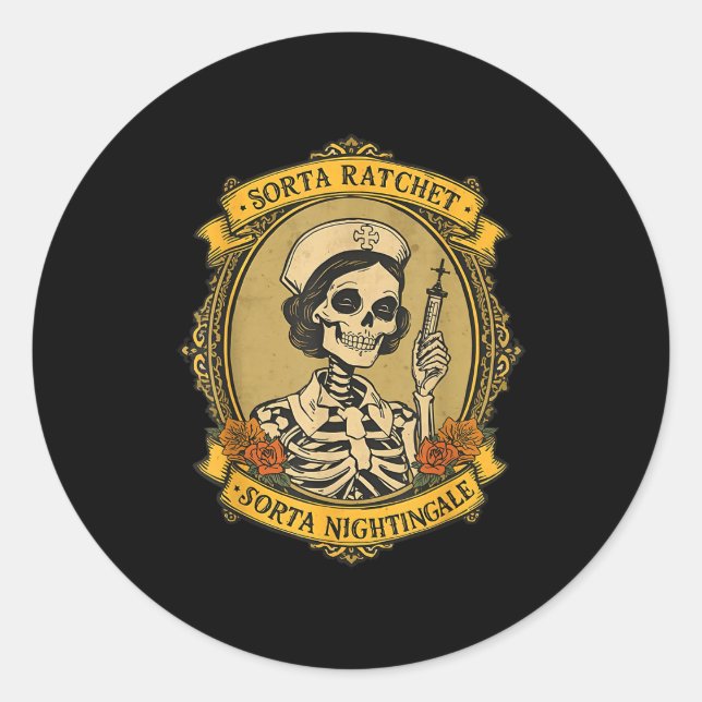 Adesivo Redondo Sorta Ratchet Sorta Nightingale Skeleton Nurse Hal (Frente)