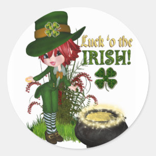 Adesivo Redondo Sorte O'the Irish Leprechaun stickers