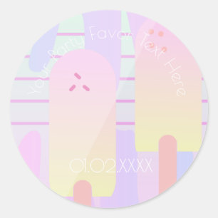 Adesivo Redondo Sorvete bonito Pastel Summer Ombré