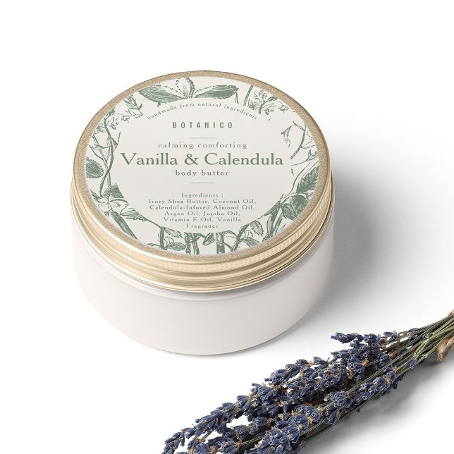 Adesivo Redondo Sorvete Botânico Floral Moderno Simples (Criador carregado)