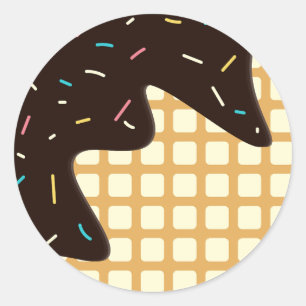 Adesivo Redondo Sorvete Chocolate Scratch cone de verão Padrão