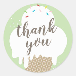 Adesivo Redondo Sorvete cone crianças verdes obrigado você