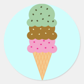 Adesivo Redondo Sorvete Cone Stickers