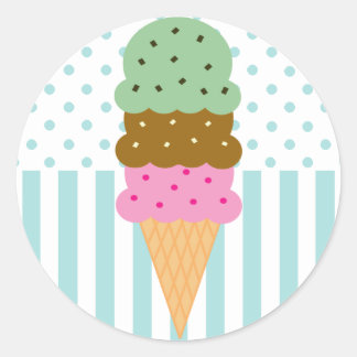 Adesivo Redondo Sorvete Cone Stickers