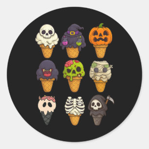 Adesivo Redondo Sorvete da múmia Summerdal Skeleton Zombie Pumpkin