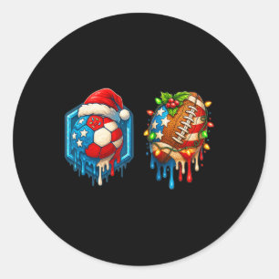 Adesivo Redondo Sorvete De Bandeira Dos EUA De Futebol De Natal Go