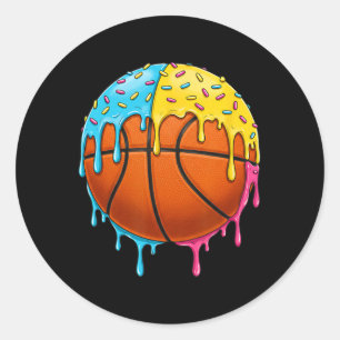 Adesivo Redondo Sorvete De Basquete Com Prensas Coloridas