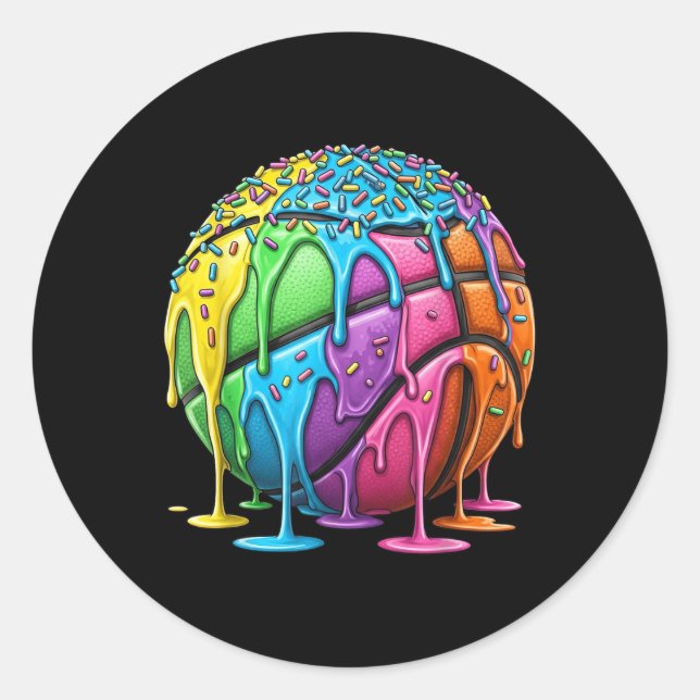 Adesivo Redondo Sorvete De Basquete Para Meninas Jovens Bas (Frente)