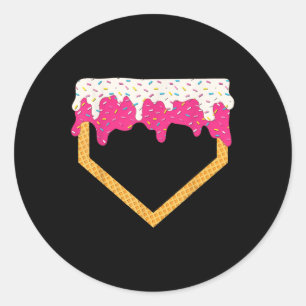 Adesivo Redondo Sorvete de beisebol Derrubando Placa Inicial de Ba