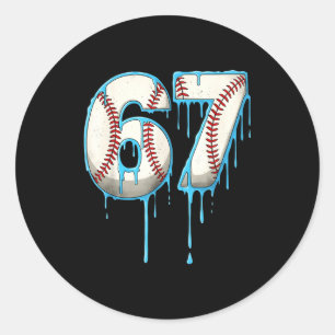 Adesivo Redondo Sorvete de Beisebol Drip 67 Seis Sete Meme Número 