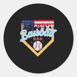 Adesivo Redondo Sorvete de beisebol Giro de Pai de beisebol Engraç