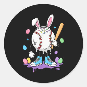 Adesivo Redondo Sorvete de beisebol pingando jovens meninos doces