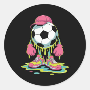 Adesivo Redondo Sorvete de futebol pingando homens mulheres jogo d