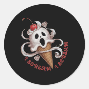 Adesivo Redondo Sorvete de Halloween, Gritar de Comida assustador