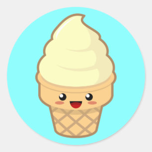 Adesivo Redondo Sorvete de Kawaii