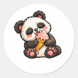 Adesivo Redondo Sorvete de Panda Fofo