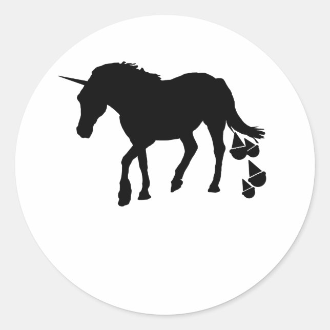 Adesivo Redondo Sorvete de Pooping Unicorn (Frente)