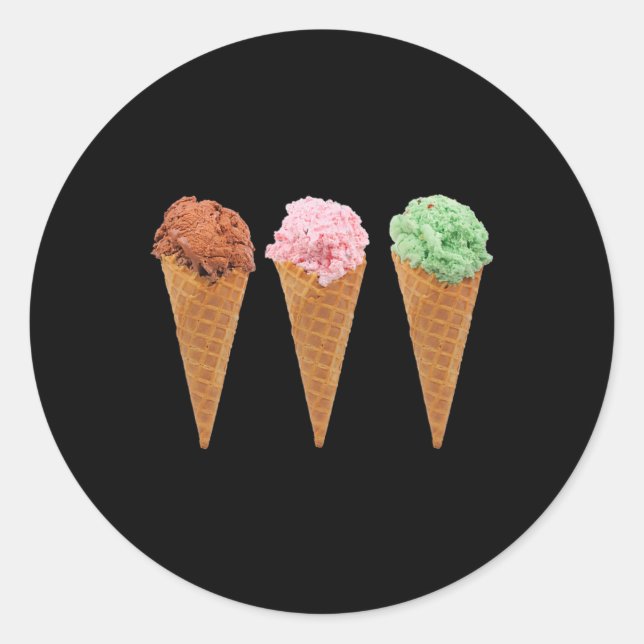 Adesivo Redondo Sorvete De Waffle Cones E Sorvete De Chocolate (Frente)