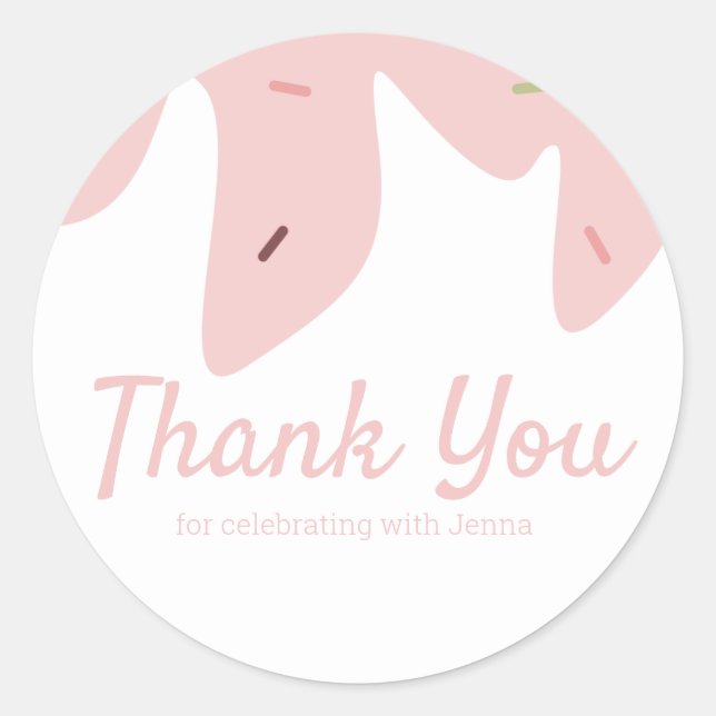 Adesivo Redondo Sorvete do Rainbow Sprinkkles Glacé do Bolo Rosa (Frente)