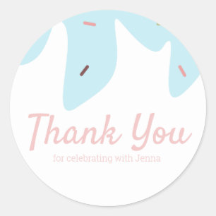 Adesivo Redondo Sorvete do Rainbow Sprinkkles Glacé do Bolo Rosa