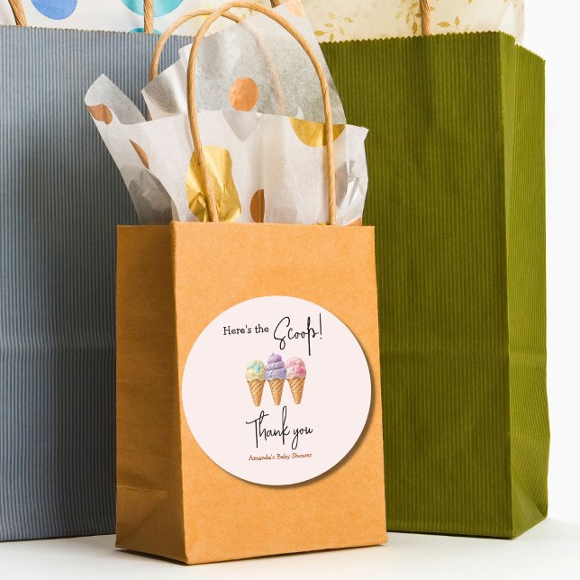 Adesivo Redondo Sorvete doce Verão aqui Chá de fraldas de colher (Criador carregado)