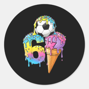 Adesivo Redondo Sorvete Drip Futebol Infantil Número 67 Meninos Fu