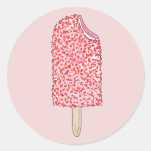 Adesivo Redondo Sorvete Eclair de Morango Rosa, Cola