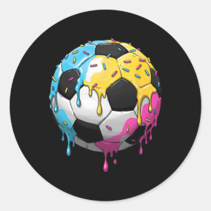 Adesivo Redondo Sorvete Futebol Byll Drip Com Confeitos Coloridos