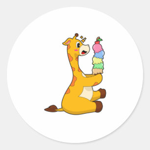 Adesivo Redondo Sorvete Giraffe Waffle