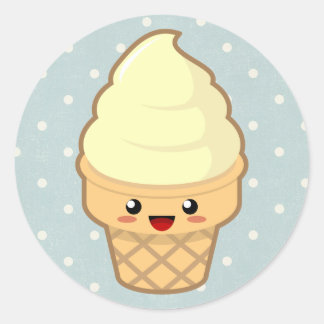 Adesivo Redondo Sorvete Kawaii