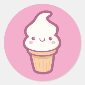 Adesivo Redondo Sorvete Kawaii Cone Sticker