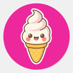 Adesivo Redondo Sorvete Kawaii doce