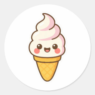 Adesivo Redondo Sorvete Kawaii doce