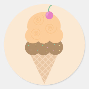 Adesivo Redondo Sorvete Laranja Cone