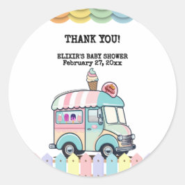 Adesivo Redondo Sorvete moderno Chá de fraldas Sprinkles