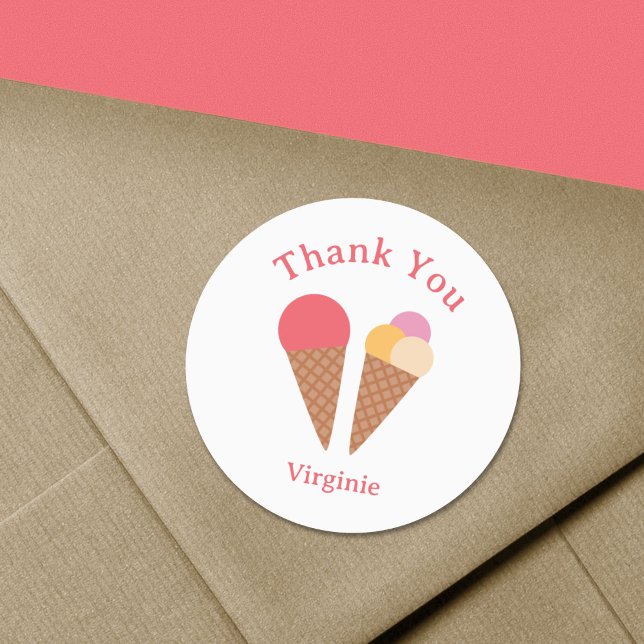 Adesivo Redondo Sorvete Obrigado Sticker (Ice Cream Thank You Sticker)