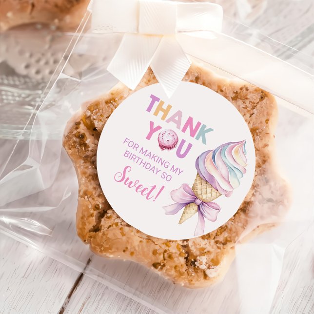 Adesivo Redondo Sorvete Pastel Coquette Girls Aniversário (Criador carregado)