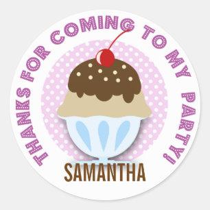 Adesivo Redondo Sorvete Personalizado Obrigado Autocolantes