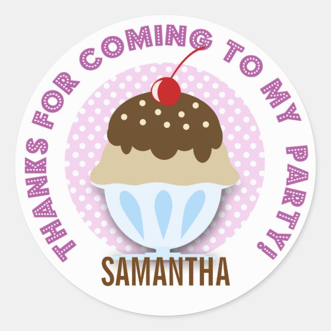 Adesivo Redondo Sorvete Personalizado Obrigado Autocolantes (Frente)