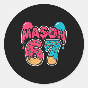 Adesivo Redondo Sorvete Seis Sete Drip Esporte 67 Diversão Mason M