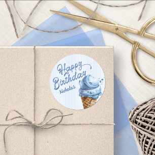 Adesivo Redondo Sorvetes Scoop Boys Qualquer Idade Aniversário