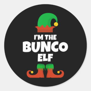 Adesivo Redondo Sou a família Bunco Elf Pajama Natal Engraçado Bu