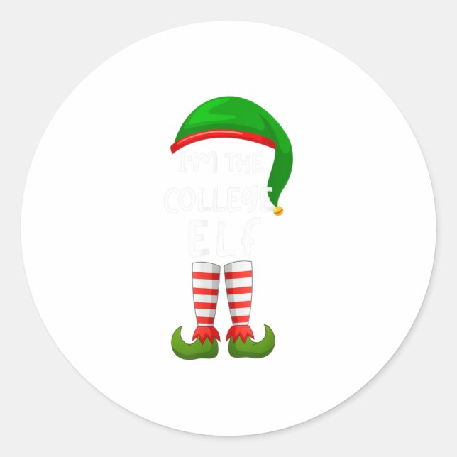 Adesivo Redondo Sou a família do Elf Engraçado da Faculdade (Frente)