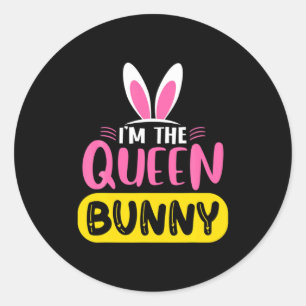 Adesivo Redondo Sou A Rainha Bunny Orelhas De Coelho Ovo Páscoa En