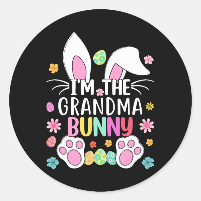 Adesivo Redondo Sou a vovó Coelhinha Bonita Coelhinha Páscoa Orelh (Frente)