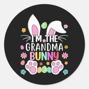 Adesivo Redondo Sou a vovó Coelhinha Bonita Coelhinha Páscoa Orelh