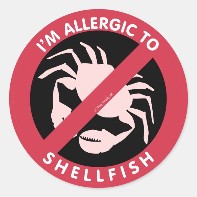 Adesivo Redondo Sou alérgico a Shellfish Allergy Kids (Frente)