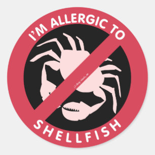 Adesivo Redondo Sou alérgico a Shellfish Allergy Kids